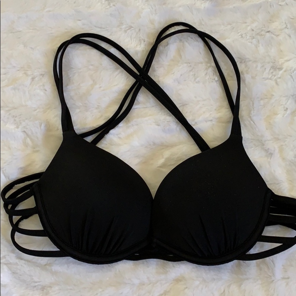 Black Underwire Push Up Black Bikini Top